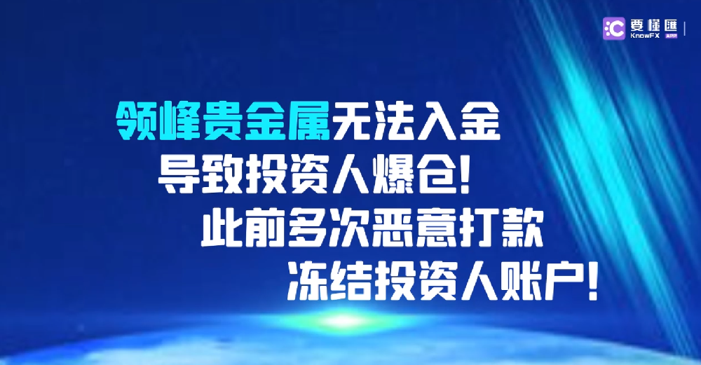 领峰贵金属无法入金导致投资人爆仓！此前多次恶意打款冻结投资人账户！