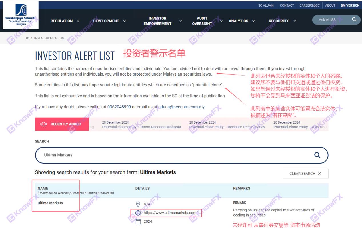 No business permission!The black platform Ultimamarkets was publicly warned by the Malaysian Securities Supervision Committee!-第2张图片-要懂汇圈网